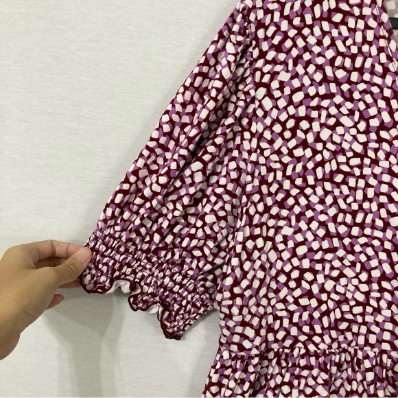 Draper James Purple White Polka Dot V Neck Stretch Tiered Casual Dress size XXL - Picture 10 of 12